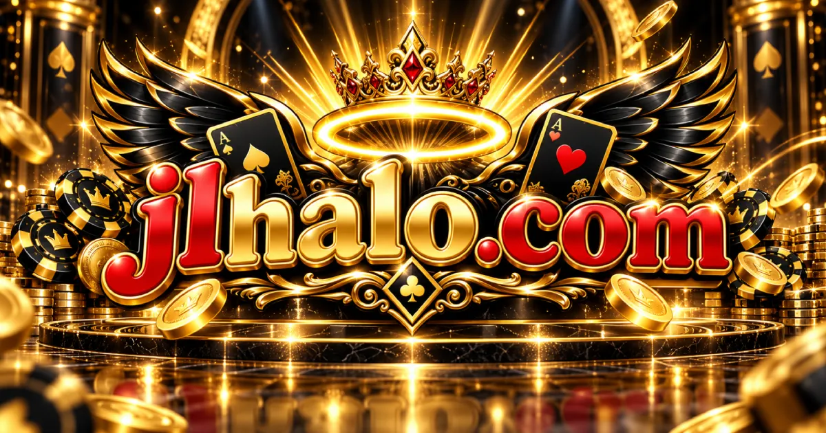 jlhalo.com hero artwork with halo, crown, cards and gold coins